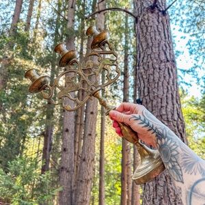 Vintage 1900s Three Light Antique Sabbath Candelabra